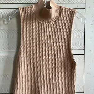 NWT ALICE + OLIVIA DARINA MOCK NECK FITTED TANK TOP - SZ L - CAMEL